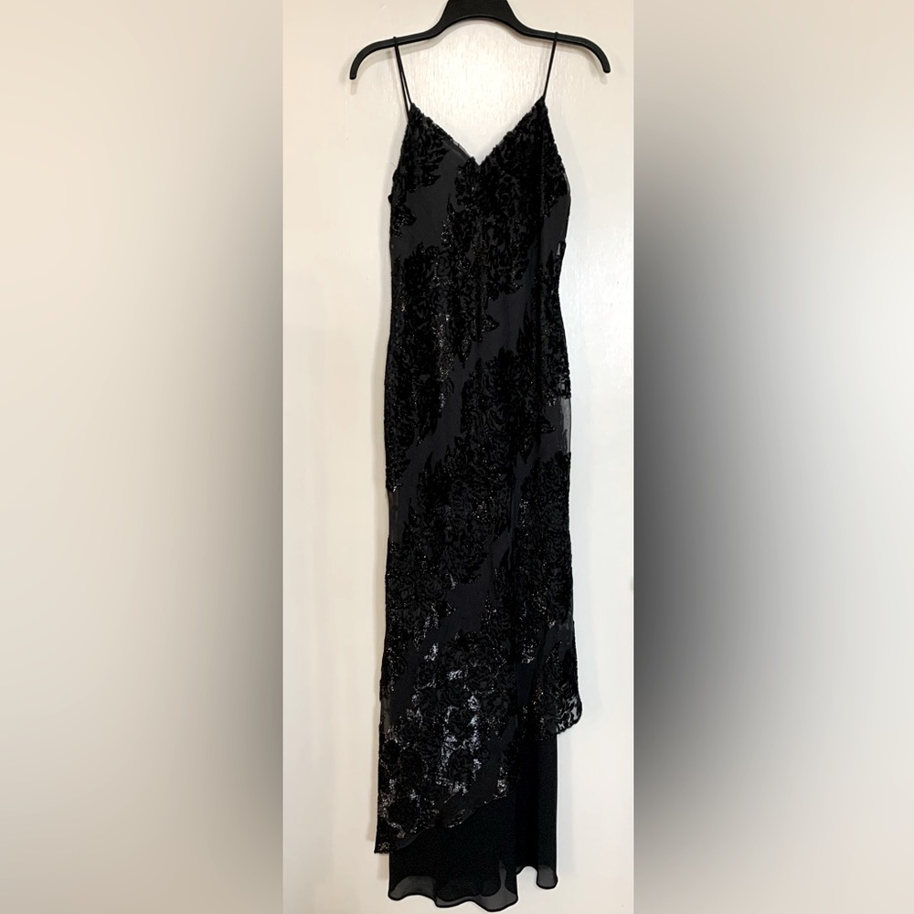Niki by Niki Livas long black vintage spaghetti strap dress women’s sz 12